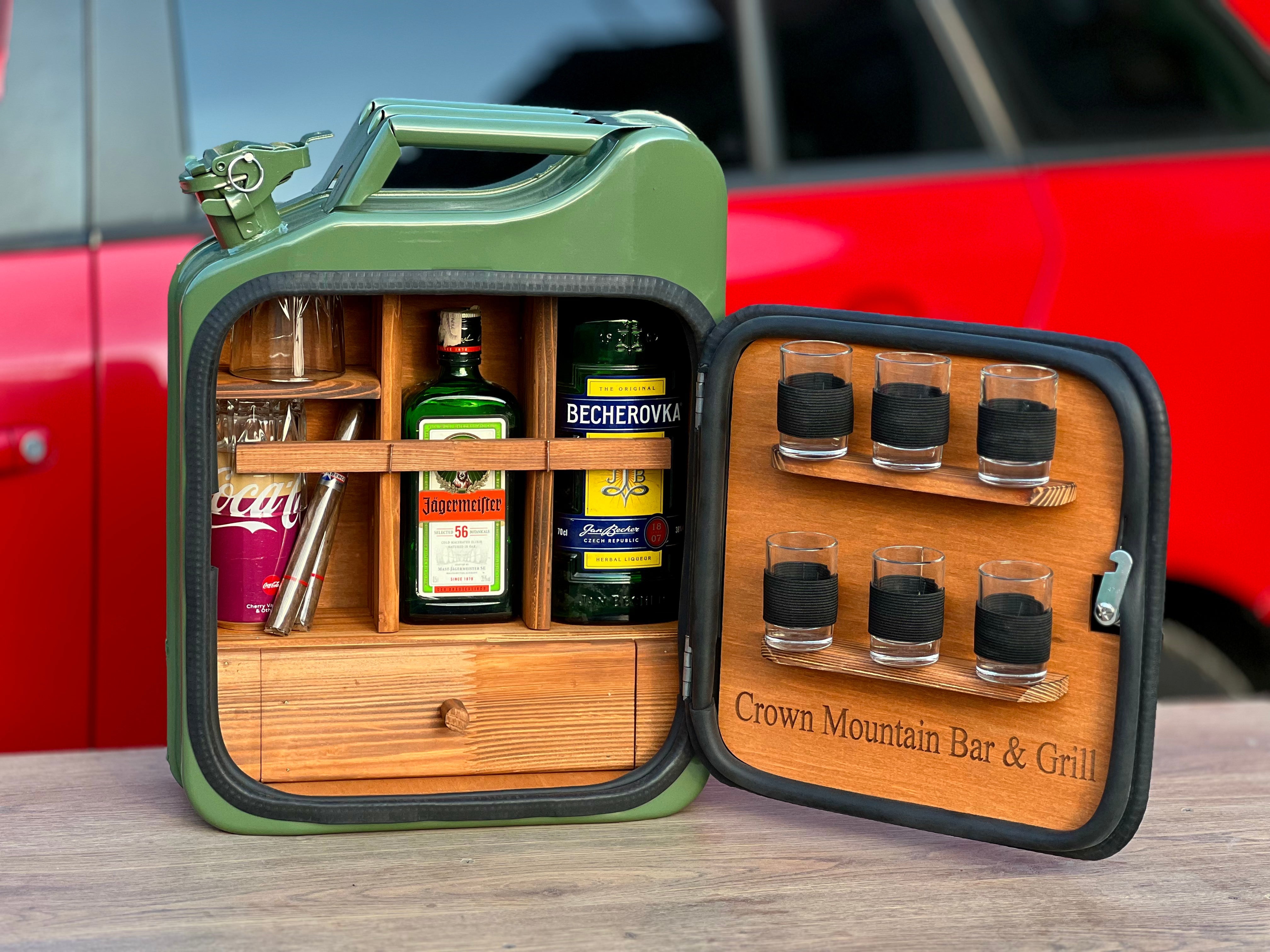 Custom Alcohol and Cigar Jerry Can Mini Bar