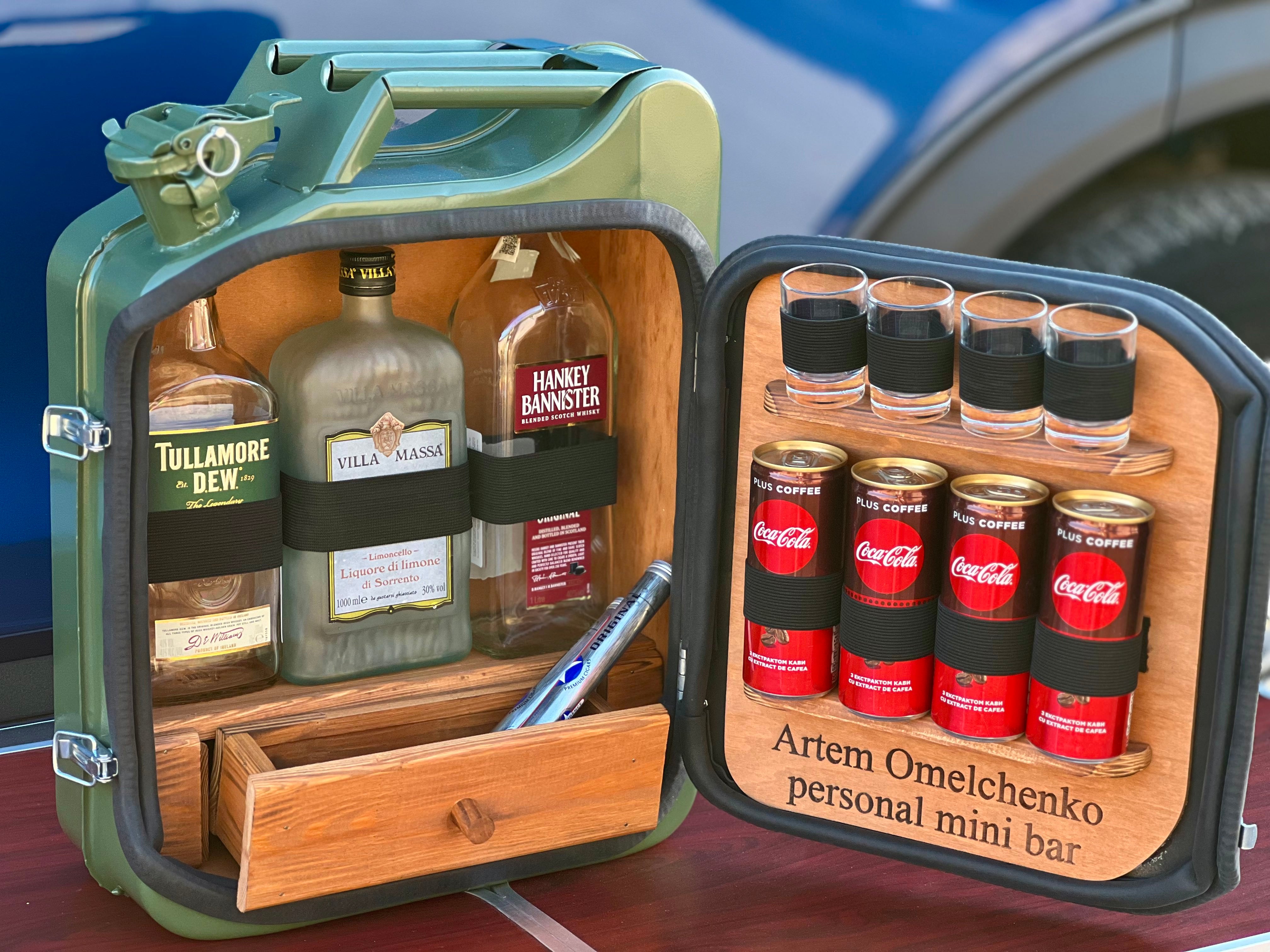 Whiskey Enthusiast's Personalized Jerry Can Mini Bar